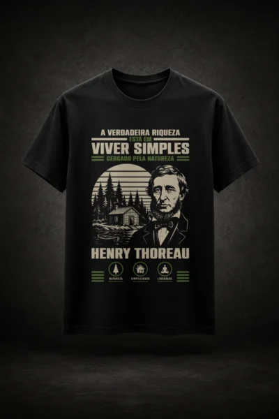 Camiseta preta com estampa do Henry Thoreau