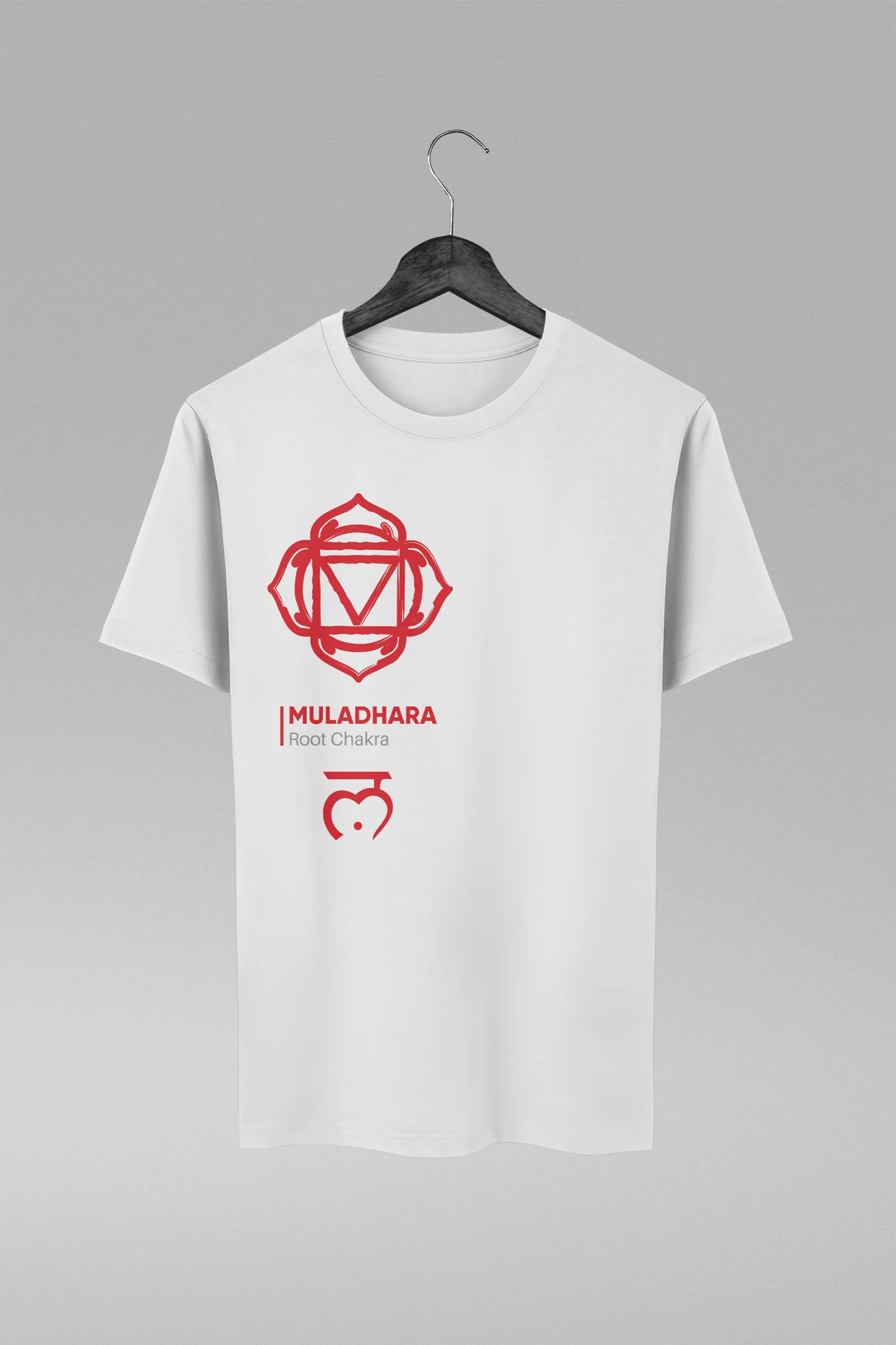 Camiseta branca com estampa de chakra inspirada em espiritualidade