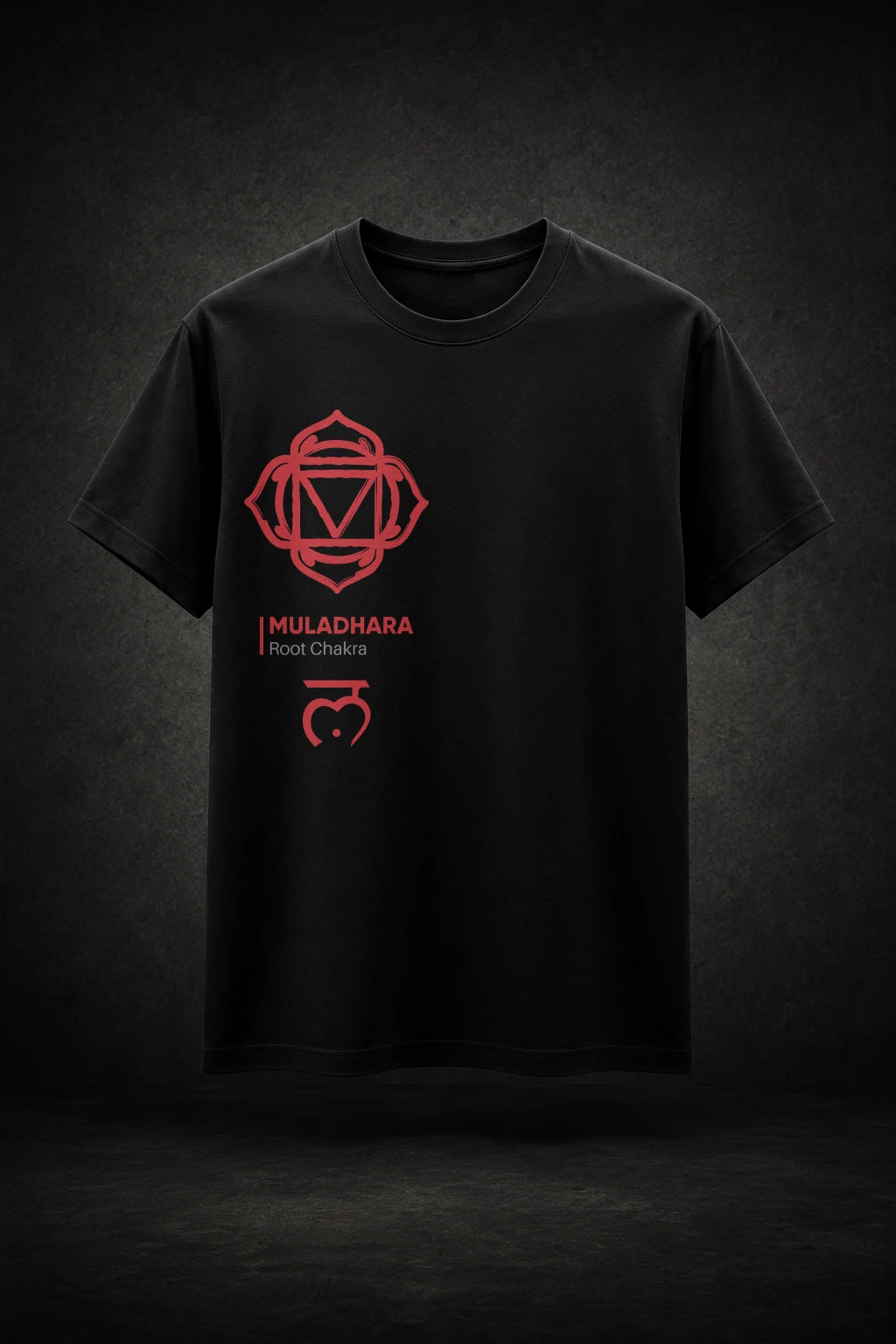 Camiseta preta com estampa de chakra inspirada em espiritualidade